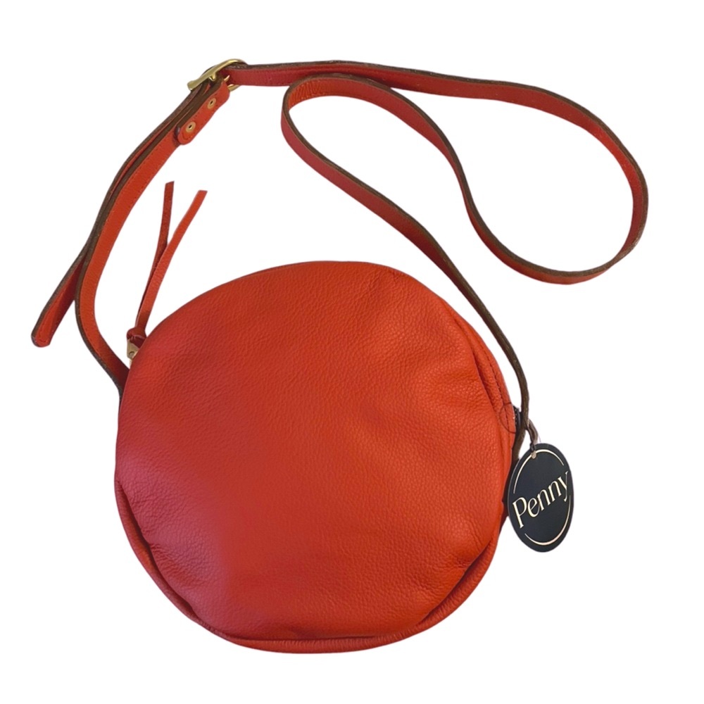 Vibrant Orange Leather Crossbody Bag
